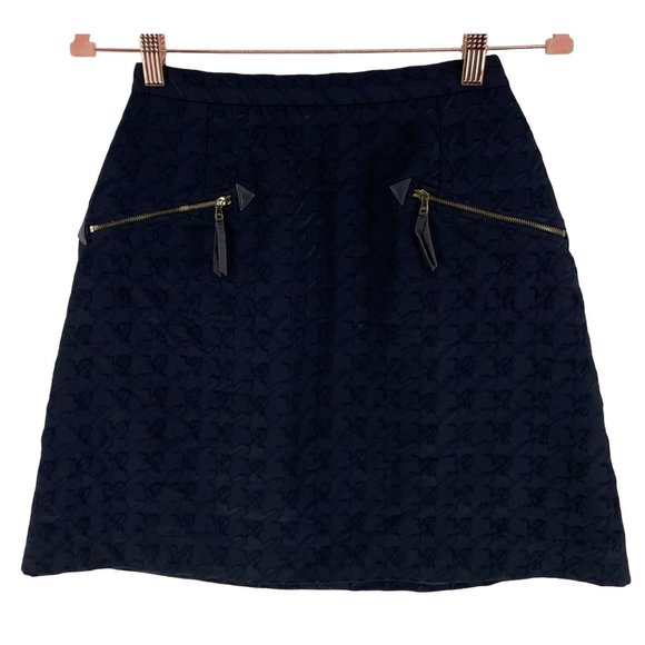 Hilfiger Collection Women's Size 4 Navy Blue & Red Houndstooth Mini Skirt - Picture 1 of 6